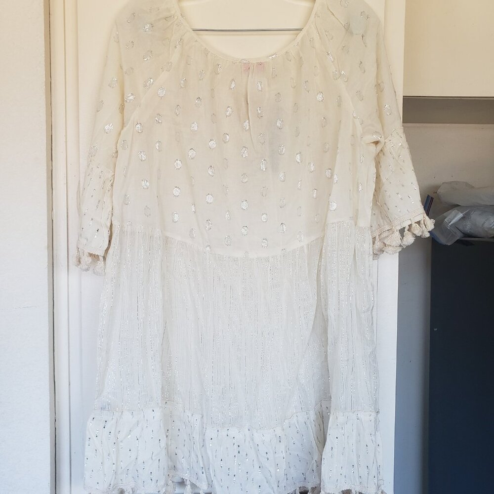 Ranee's Dress Cream and Silver Size L/XL